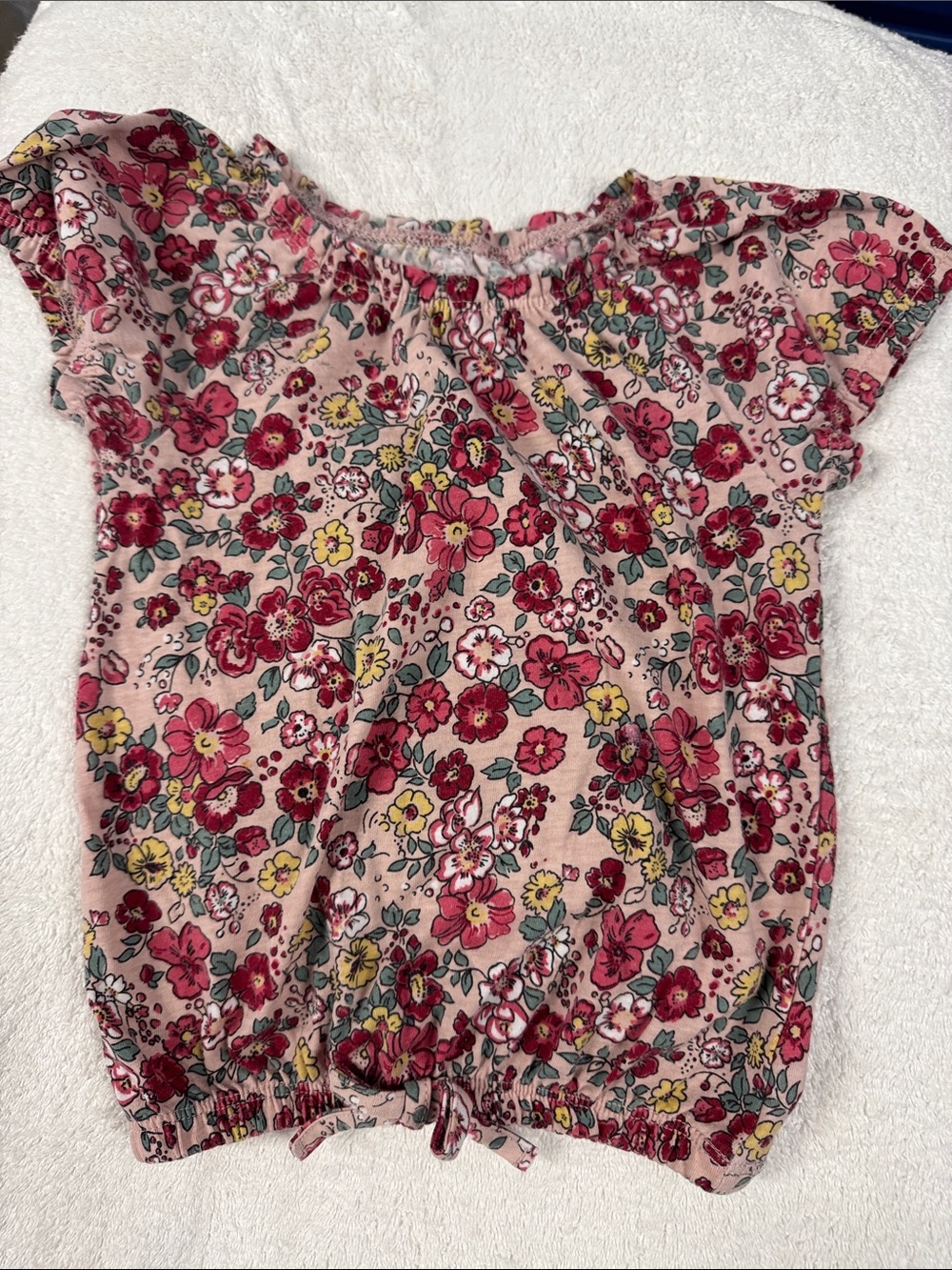 Garanimals Pink Floral Short Sleeve Top with Red and Yellow Flowers